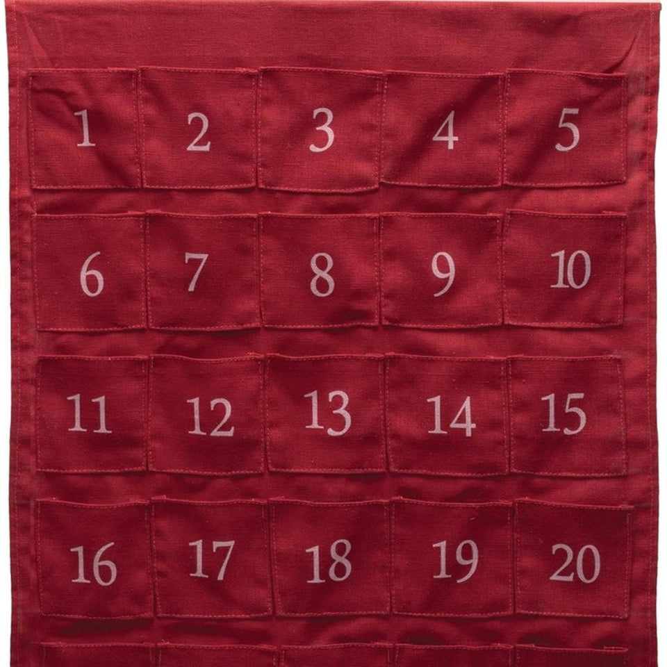 35" X 17" Red And White Fabric And Wood Let It Snow Christmas Lighted Advent Calendar Wall Decor