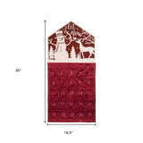 35" X 17" Red And White Fabric And Wood Let It Snow Christmas Lighted Advent Calendar Wall Decor