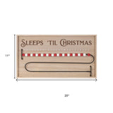 11" X 20" Natural And Red  Wood Sleeps 'Til Christmas Advent Calendar Hanging Wall Decor