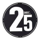 24" X 24" Black Christmas Dec 25th Iron Circle Hanging Wall Decor