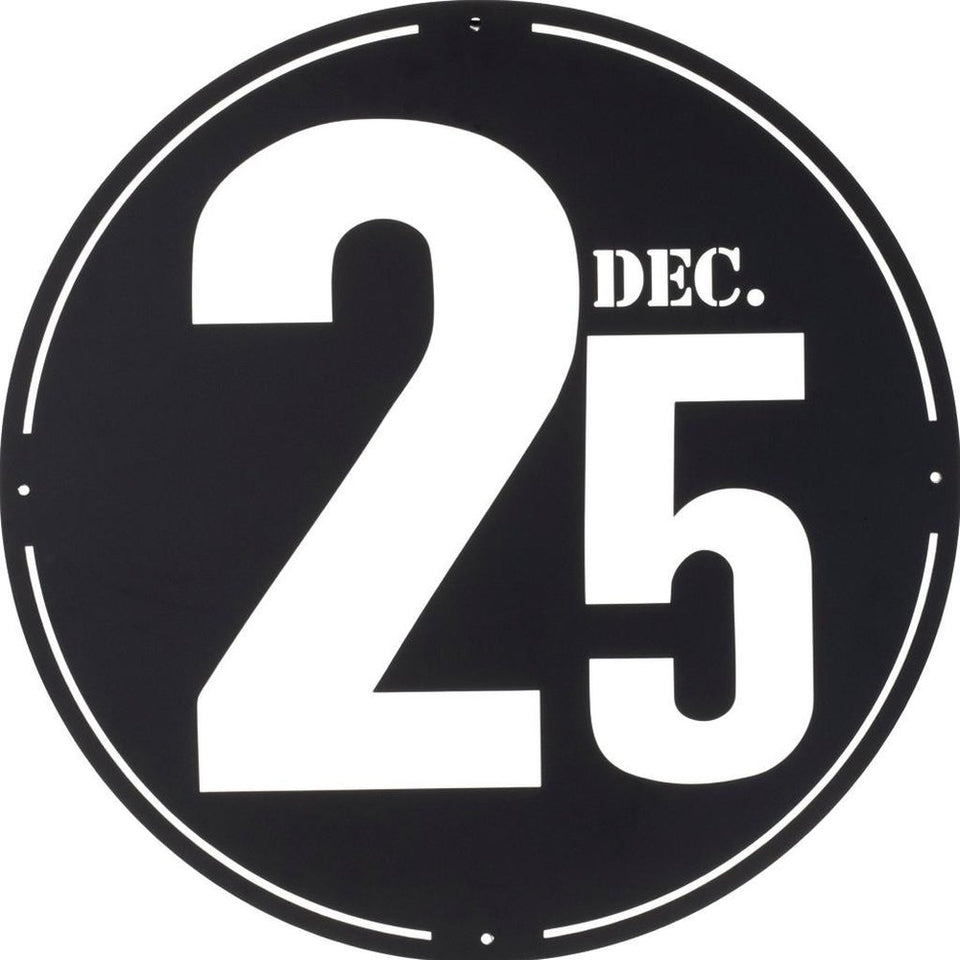 24" X 24" Black Christmas Dec 25th Iron Circle Hanging Wall Decor