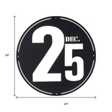 24" X 24" Black Christmas Dec 25th Iron Circle Hanging Wall Decor