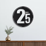 24" X 24" Black Christmas Dec 25th Iron Circle Hanging Wall Decor