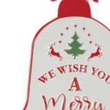 10" X 8" White Red And Green Metal Christmas Bell Hanging Wall Decor