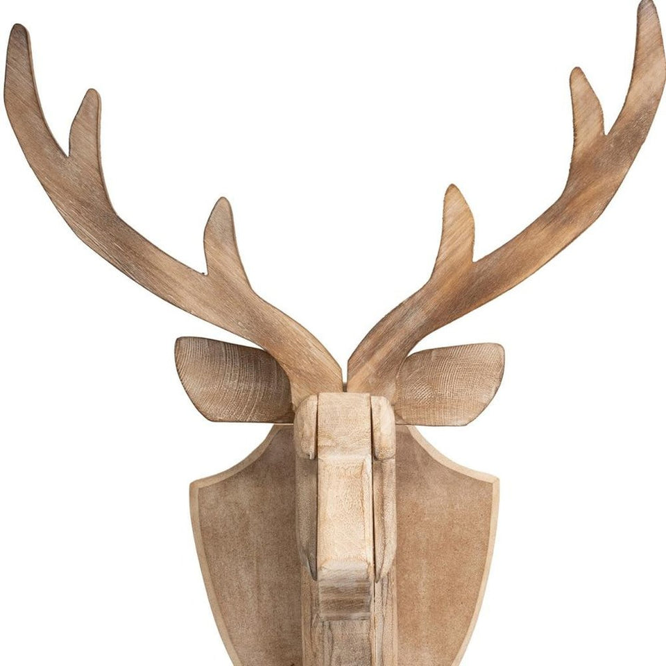 21" X 17" Brown Wood Deer Hanging Dimensional Sculpture