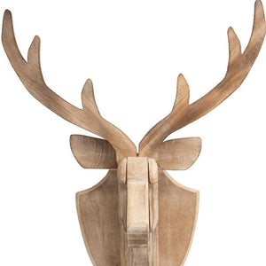 21" X 17" Brown Wood Deer Hanging Dimensional Sculpture