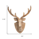 21" X 17" Brown Wood Deer Hanging Dimensional Sculpture