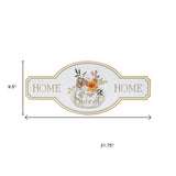 10" X 22" White Green And Orange Metal Home Sweet Home Hanging Wall Decor