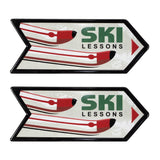 Set of Two Black Red And White Ski Lessons Metal Hanging Wall Decor