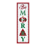 30" X 9" Green Red And White Christmas Be Merry Iron Hanging Wall Decor