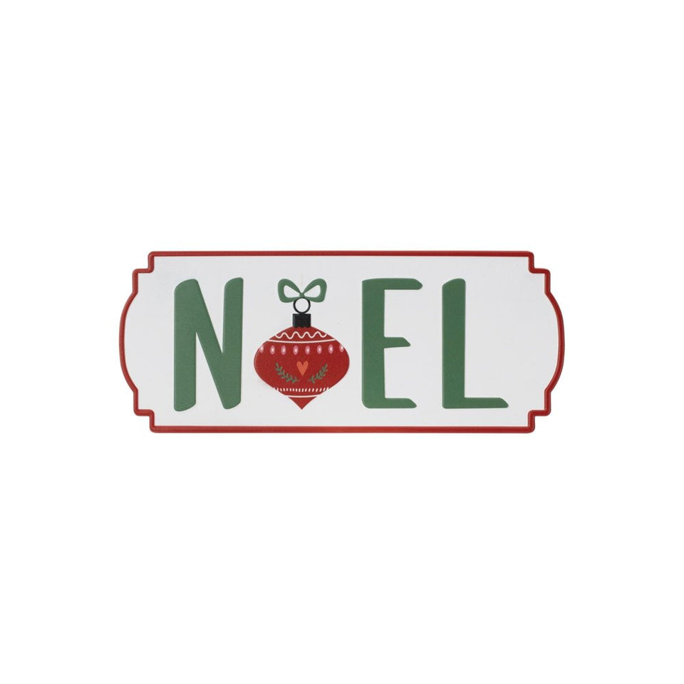 Set of Three White Green And Red Metal Christmas Hanging Text Wall Decor