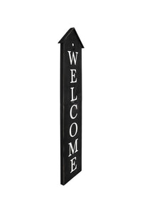 48" Black And White Solid Wood Birdhouse Welcome Porch Sign
