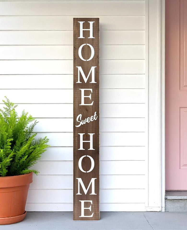 72" Brown And White Solid Wood Home Sweet Home Porch Sign