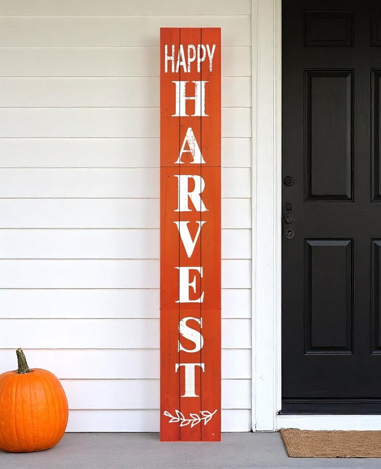 72" Orange Solid Wood Happy Harvest Porch Sign