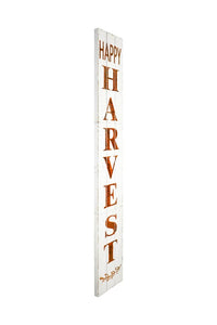 72" White And Orange Rustic Solid Wood Happy Harvest Porch Sign