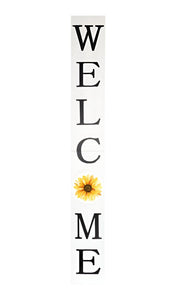 72" White And Black Solid Wood Welcome Porch Sign