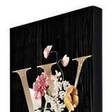 72" Black Solid Wood Floral Welcome Porch Sign