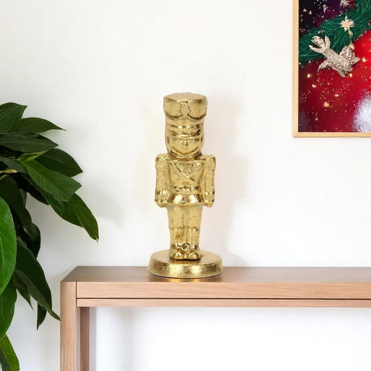 6" Gold Cast Iron Christmas Nutcracker Figurine