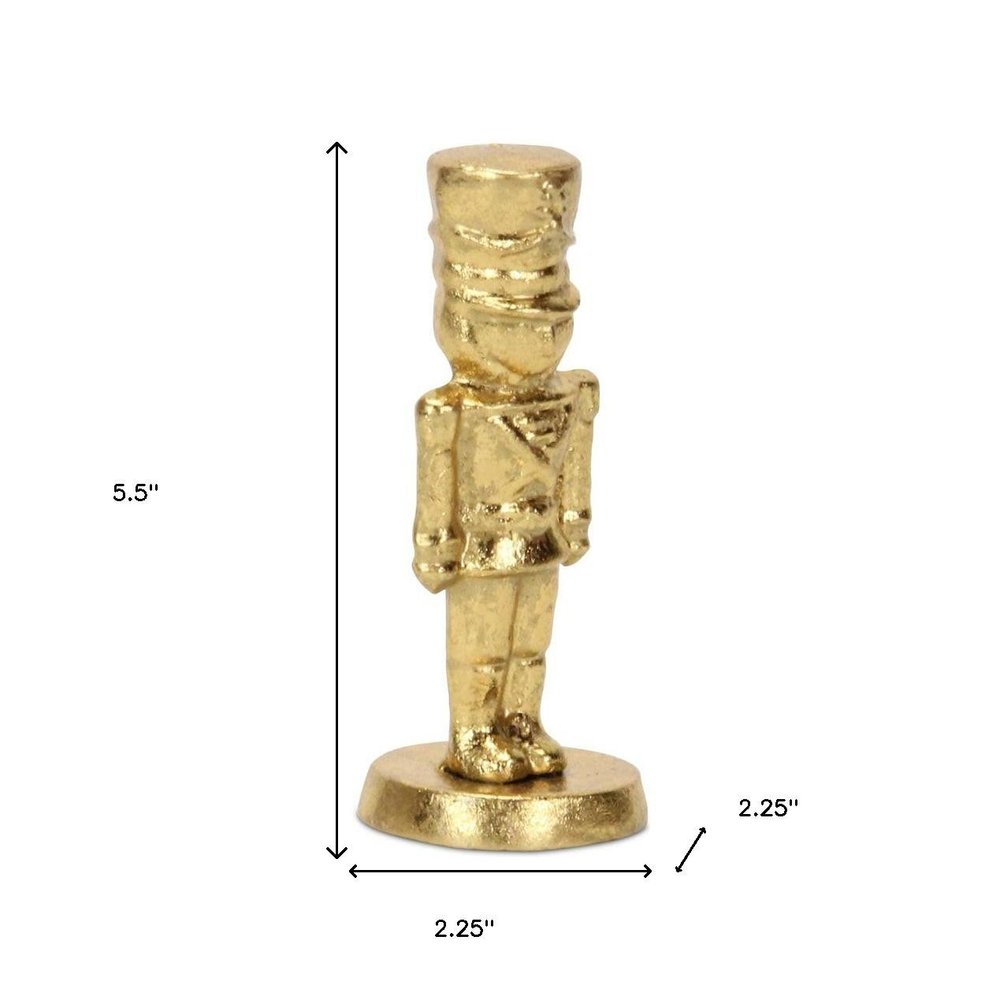 6" Gold Cast Iron Christmas Nutcracker Figurine