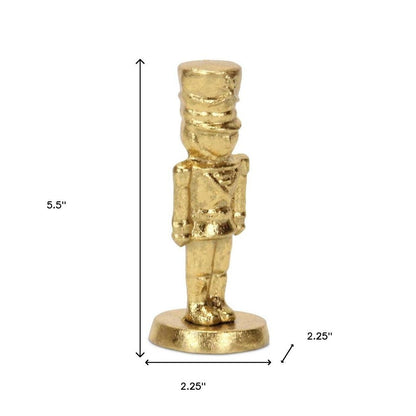 6" Gold Cast Iron Christmas Nutcracker Figurine