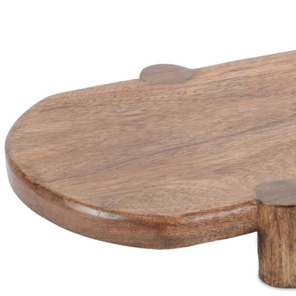 Set of Two Natural Solid Wood Oval Risers
