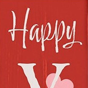 72" Red And White Solid Wood Happy Valentine's Day Valentine's Day Porch Sign