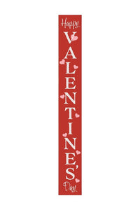 72" Red And White Solid Wood Happy Valentine's Day Valentine's Day Porch Sign
