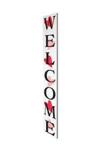 72" White Black And Red Solid Wood Welcome Valentine's Day Porch Sign