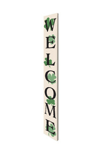 72" Off White Black And Green Solid Wood Shamrock Welcome Porch Sign