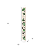 72" Off White Black And Green Solid Wood Shamrock Welcome Porch Sign