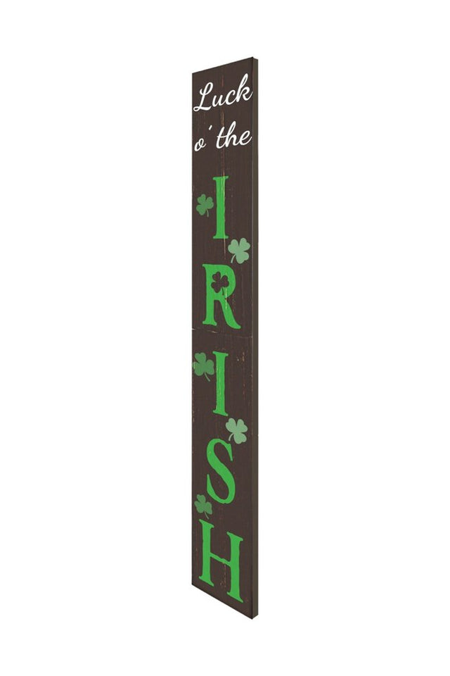 72" Brown And Green Solid Wood Shamrock Luck of the Irish Day Porch Sign