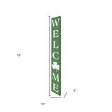 72" Green Solid Wood Welcome St Patrick's Day Porch Sign