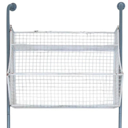 24" White And Gray Metal Baskets Wall Mounted Cubby Shelf