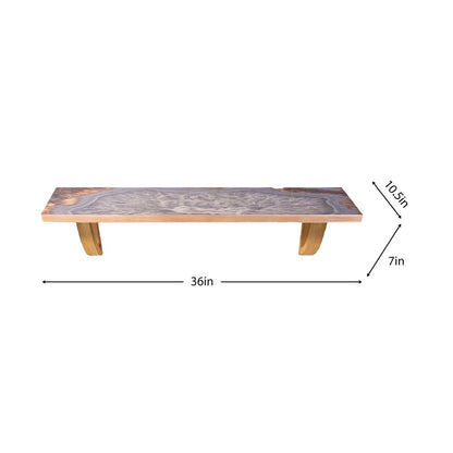 24" Gray And Natural Wood Wall Mounted Accent Shelf