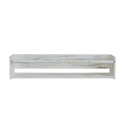 Set Of Two White Wood Wall Mounted Floating Shelves