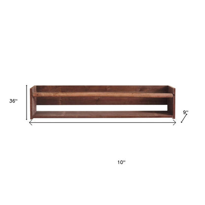 Set Of Two Brown Wood Wall Mounted Floating Shelves