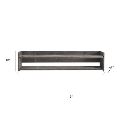 Set Of Two Gray Wood Wall Mounted Floating Shelves