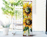 36" White And Yellow Solid Wood Sunflowers Porch Sign