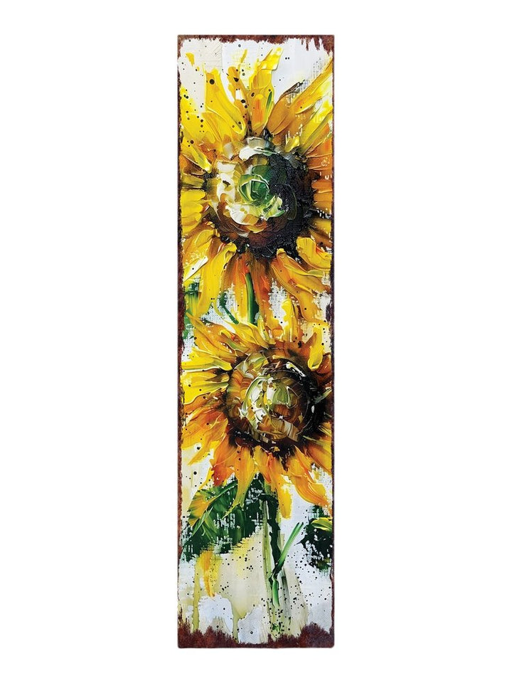 36" White And Yellow Solid Wood Sunflowers Porch Sign