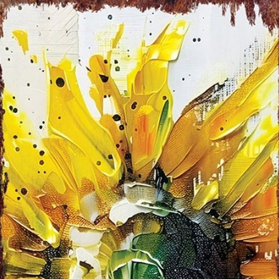 36" White And Yellow Solid Wood Sunflowers Porch Sign