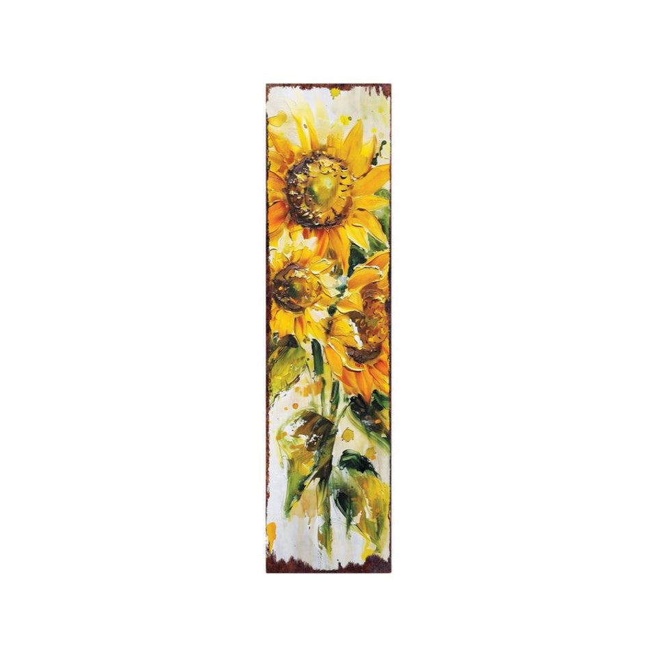 36" Brown Green And Yellow Solid Wood Sunflowers Porch Sign