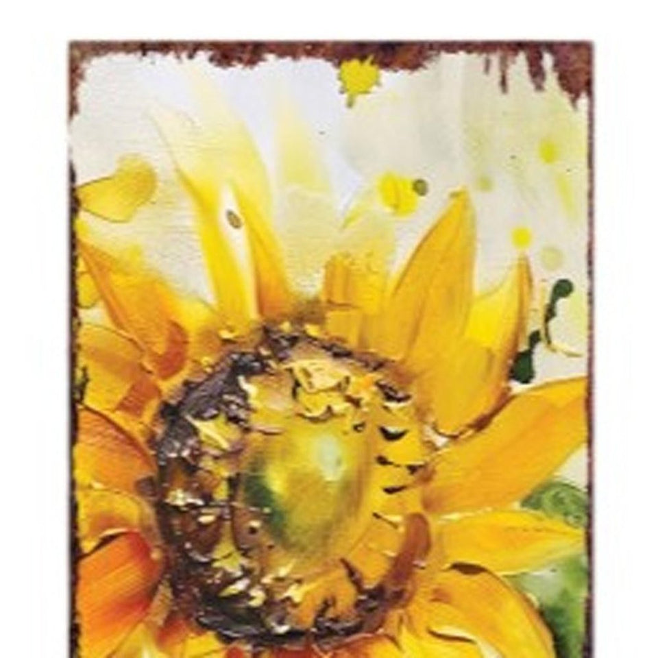 36" Brown Green And Yellow Solid Wood Sunflowers Porch Sign