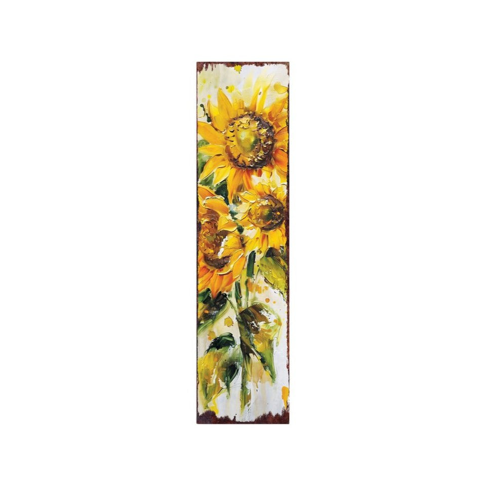 36" Brown Green And Yellow Solid Wood Sunflowers Porch Sign