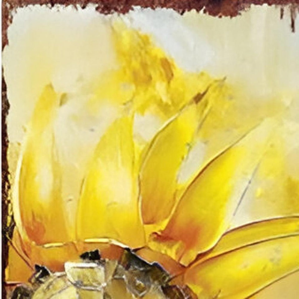 36" Brown Green And Yellow Solid Wood Sunflowers Porch Sign