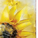 36" Brown Green And Yellow Solid Wood Sunflowers Porch Sign