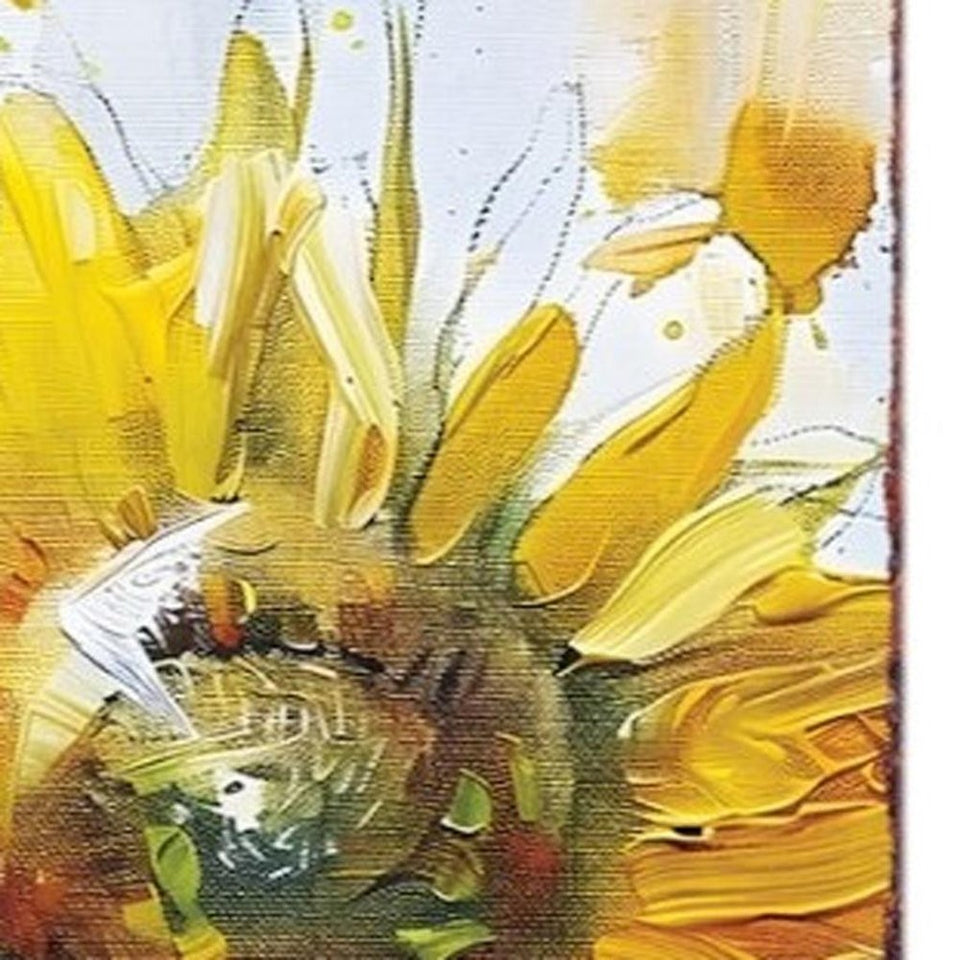 36" White And Yellow Solid Wood Sunflowers Porch Sign