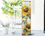 36" White And Yellow Solid Wood Sunflowers Porch Sign
