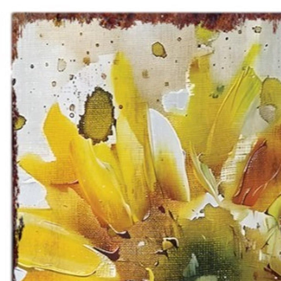 36" Brown Green And Yellow Solid Wood Sunflowers Porch Sign