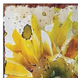 36" Brown Green And Yellow Solid Wood Sunflowers Porch Sign