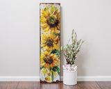 36" Brown Green And Yellow Solid Wood Sunflowers Porch Sign